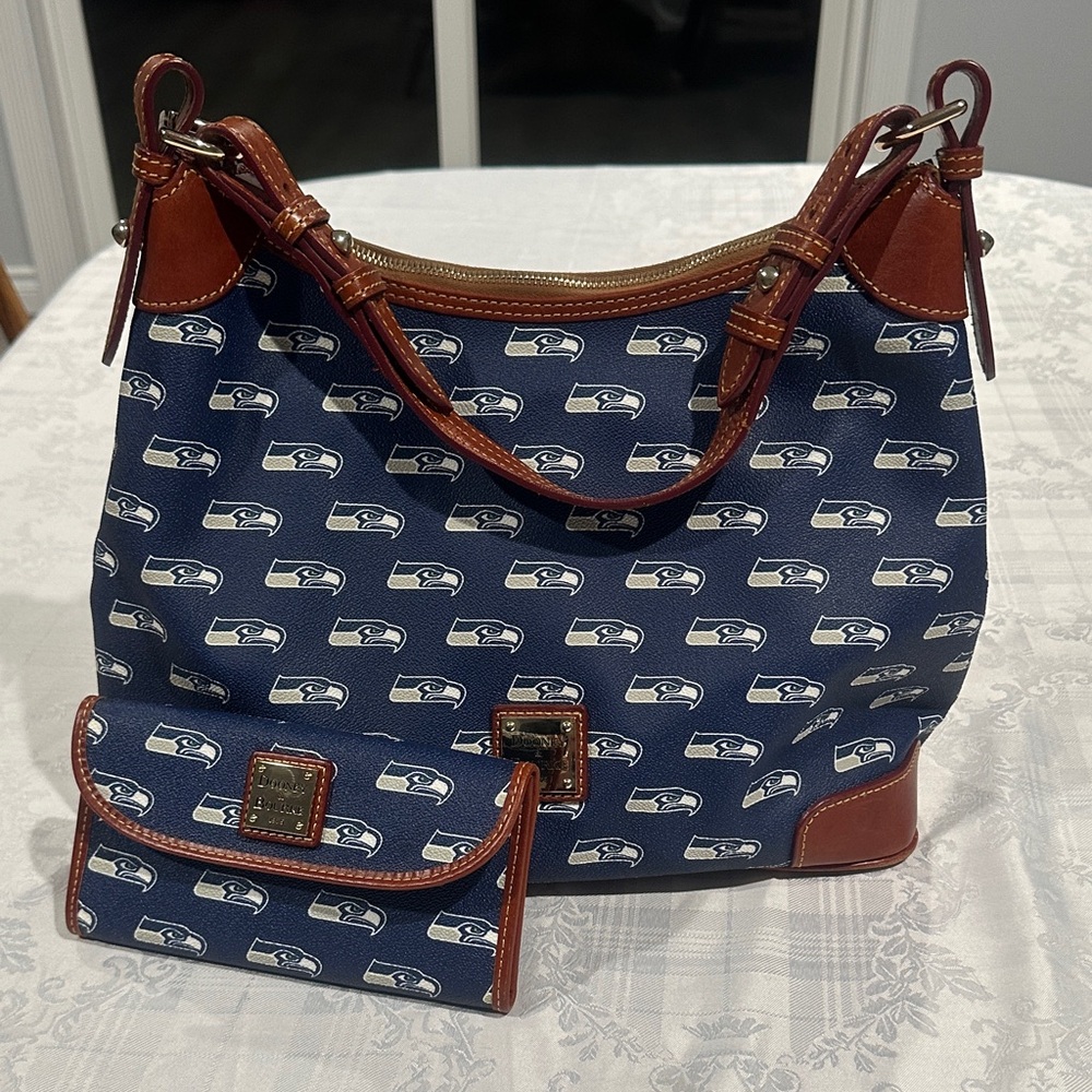 Dooney & Bourke Seahawks blue  and Brown Hobo Bag